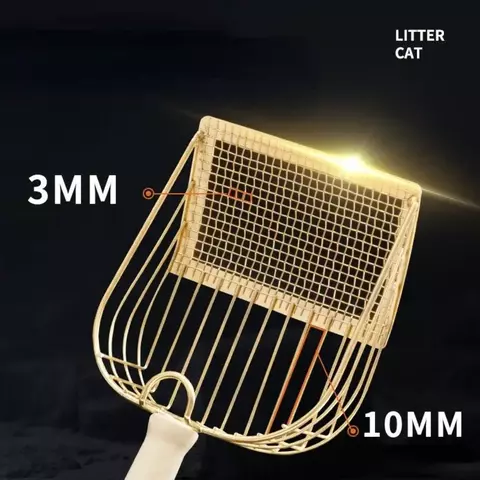 ? Alça de madeira ? Pá de areia para gatos em aço inoxidável ? ? Design de m