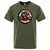 Camiseta de algodão solto masculina de manga curta na cor verde, com estampa de motociclista e a frase "Full Throttle".