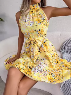 VESTIDO FLORAL SEM MANGA - loja online