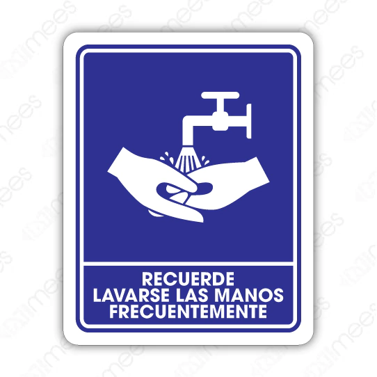 Señal lavar manos frecuentemente 20x25
