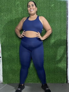 Conjunto Fitness Power Azul Marinho Top nadador + Calça coz alto - Bia Vesty