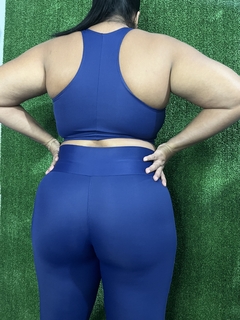 Conjunto Fitness Power Azul Marinho Top nadador + Calça coz alto - loja online