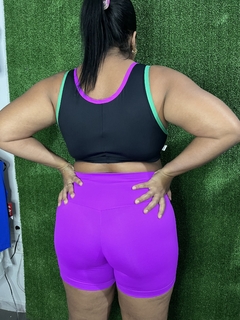 Conjunto Fitness Fúcsa com Preto Top MARILIA + Calça coz alto - comprar online