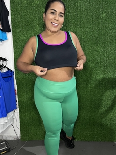 Conjunto Fitness Fúcsa com Preto Top MARILIA + Calça coz alto - Bia Vesty