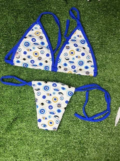BIQUÍNI OLHO GREGO AZUL CURTININHA - comprar online