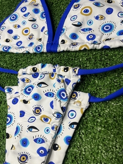 BIQUÍNI OLHO GREGO AZUL CURTININHA - loja online
