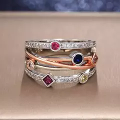 Anel De Zircônia Cúbica Colorido - loja online