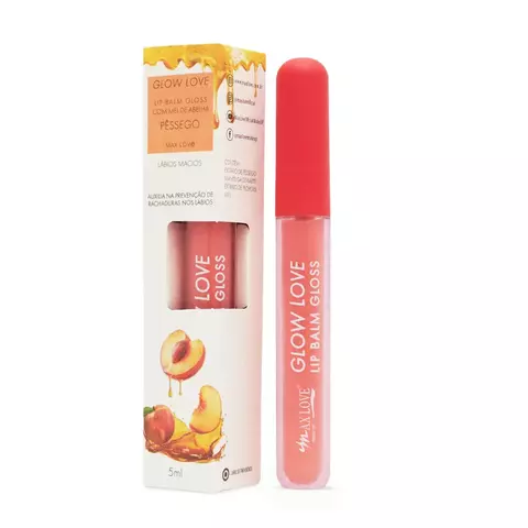 Lip Balm e Gloss Glow Love Mel de Abelha e Pêssego - Max Love