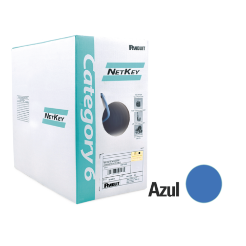 Bobina de Cable UTP 305 m. de Cobre, NetKey, Reelex, Azul, Categoría 6 (24 AWG), 1000Mbps, PVC (CM), de 4 pares