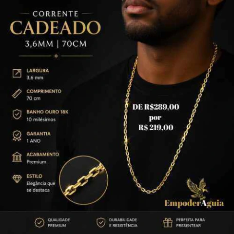 Corrente Elo Singapura 70cm, Banhada a Ouro 18k - Garantia de 1 Ano!