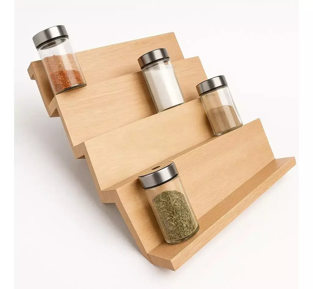 Especiero Para Cajon De Cocina- Organizador Porta Especies Marrón Claro