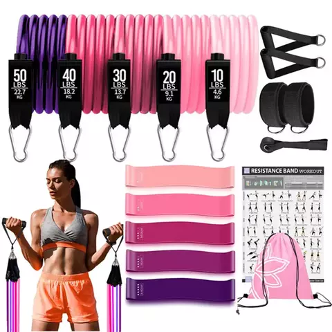 Barra de treino faixas de resistência de fitness conjunto pilates yoga - comprar online