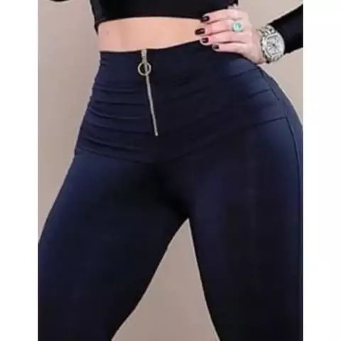 Calça Legging Cirre Levanta Bumbum Com Ziper Cintura Alta