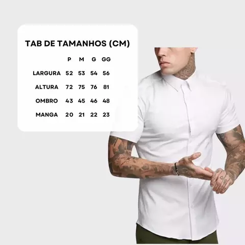 KIT 3 Camisa Social Masculina Manga Curta Slim Fit - Algodão - Entrega Rápida