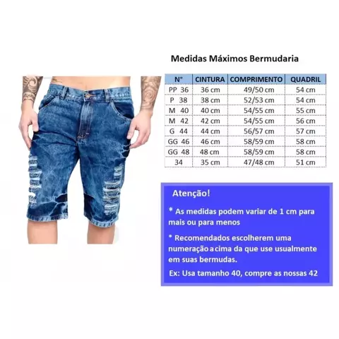 KIT 3 Bermudas jeans Moda masculina jeans De Ótima Qualidade Modelo Rasgada Premium