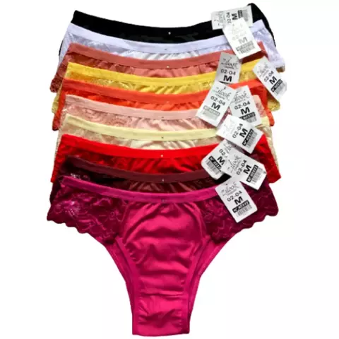 Kit Com 5 Calcinhas Femininas Renda Microfibra Premium