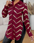 Lyxana Open Placket Foil Print Random Cut Shoulder Long Sleeve Cinched Waist Blouse Women Shirt en internet