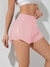 SHEIN Running Shorts esportivo de cintura larga com bainha em forma de golfinho, shorts elástico