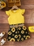 Image of SHEIN Young Girl Round Neck Solid Color Cap Sleeve Top And Belted Tropical Printed Shorts Set For Spring And Summer