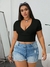 Imagem do SHEIN EZwear Plus Summer Plunging Neck Crop Black Tee