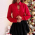 V-neck Rhinestone Single-breasted Top - ALLPHA SHOPE