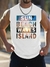 Men's Casual Letter Print Round Neck Tank Top, Summer