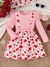 Young Girl Valentine's Day Heart Print Ruffle Bow Decor Dress - Allpha Shope