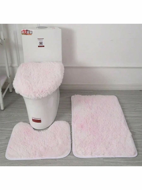 Tie-Dye Fur Carpet Toilet Three-Piece Non-Slip Mat Bathroom Absorbent Set