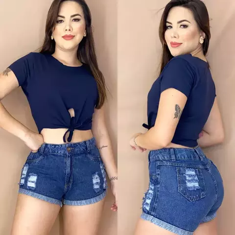 Kit Lote 5 Shorts Jeans Feminino Cintura Alta Hot Pants Destroyed Atacado Revenda