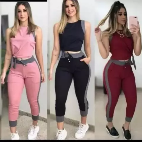 Conjunto Feminino Canelado calça y blusa - comprar online
