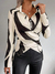 Women's Contrast Color Cross Tied Long Sleeves Shirt - ALLPHA SHOPE