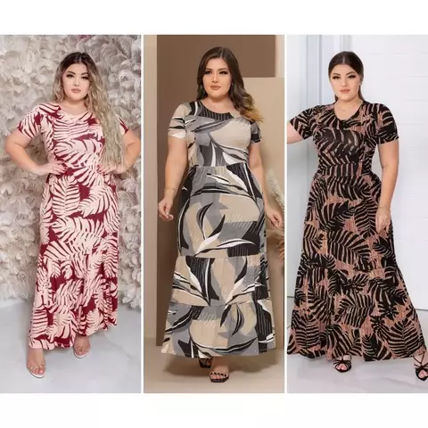 Vestido Longuete Juliana Lindas Estampas Lançamento Moda Evangélica Cristã Brás - Loja Via Brás