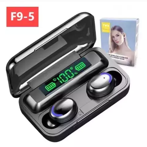 Fone De Ouvido Tws F9-5 Bluetooth 5.0 A Prova Dágua E Powerbank