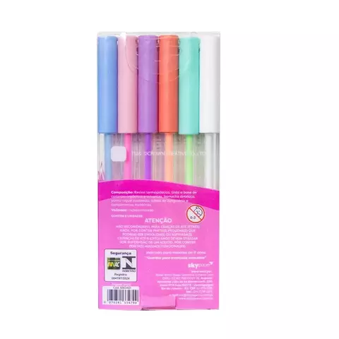 Kit Caneta Gel Pastel Escolar Rebecca Bonbon Lançamento Colorida 6 Cores