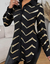 Lyxana Open Placket Foil Print Random Cut Shoulder Long Sleeve Cinched Waist Blouse Women Shirt en internet