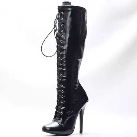 5 Polegada sexy fetiche salto stiletto botas vintage joelho alto sapatos de rend