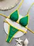 Ruotonsept sexy bordado brasil bandeira contraste split bikini conjunto feminino