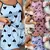 Conjunto de pijama estampado em forma de coração feminino, camiseta gola redon - Allpha Shope
