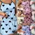 Conjunto de pijama estampado em forma de coração feminino, camiseta gola redon - Allpha Shope