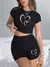 Camisetas e shorts slim para mulheres, estampas de padrões simples de coraçõe - comprar online
