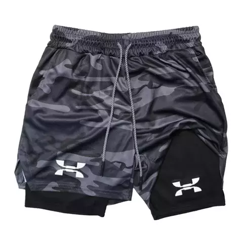 Novos shorts de corrida dos homens ginásio esportes shorts 2 em 1 secagem rápi