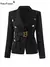Blazer de bolso feminino com cinto entalhado moda qualidade superior design eleg