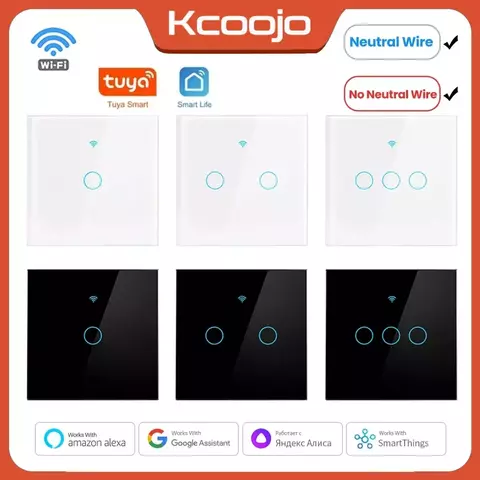 Tuya Wifi EU Smart Switches 1/2/3/4Gang Touch Light Switch Sensor de parede 433m