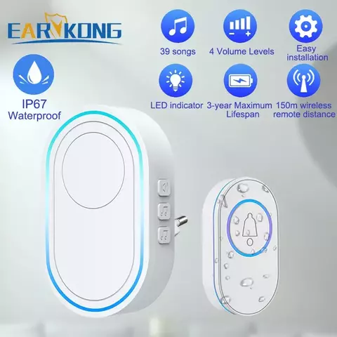 Campainha inteligente sem fio, campainha de boas-vindas para casa, à prova d&#3