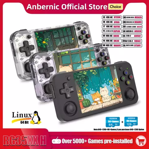 ANBERNIC-Consolas de Mão para Jogar Videogames, Retro Game Player, 3,5&quot; IP
