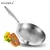 Frigideira de aço inoxidável 304, Panela Wok grossa, Frigideira de aço 5 cama