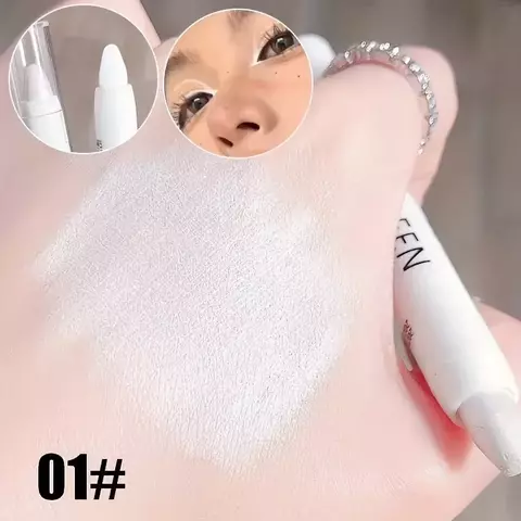 1pc cintilante destaque vara, lápis de sombra branco brilho para olhos iluminad