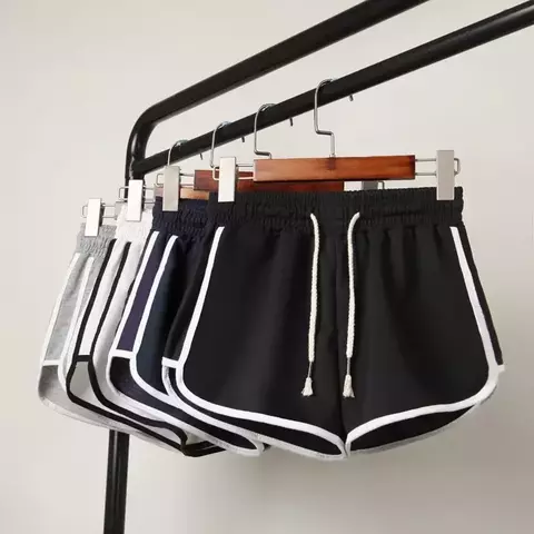 Calção de cor doce feminina, calça curta esportiva, tamanho grande, cintura e