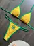 Ruotonsept sexy bordado brasil bandeira contraste split bikini conjunto feminino