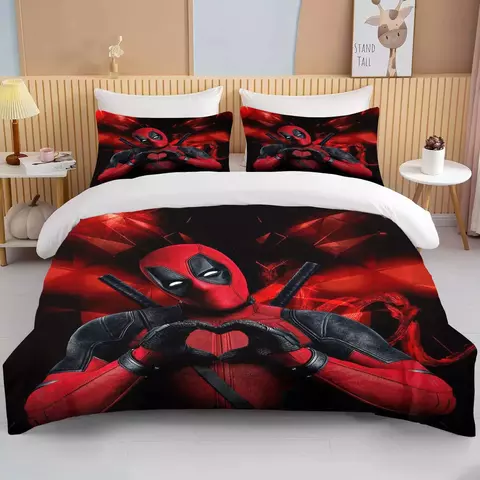 Marvel Deadpool Impresso Quilt Cover e Fronha Conjunto de Cama para crianças e